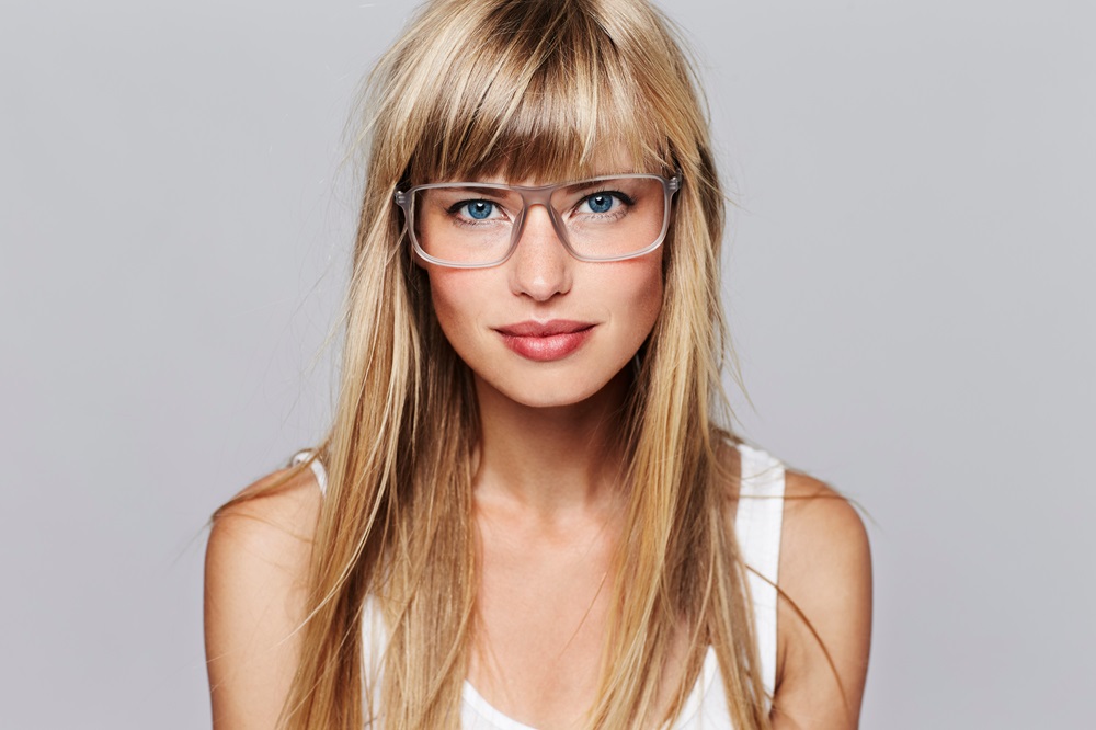 Blonde wearing eyeglasses