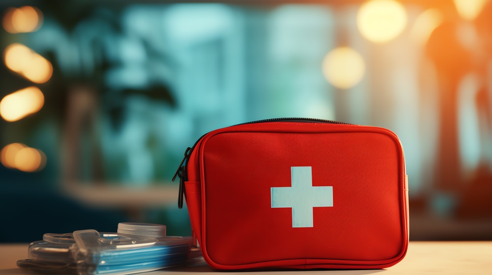 Red emergency care bag